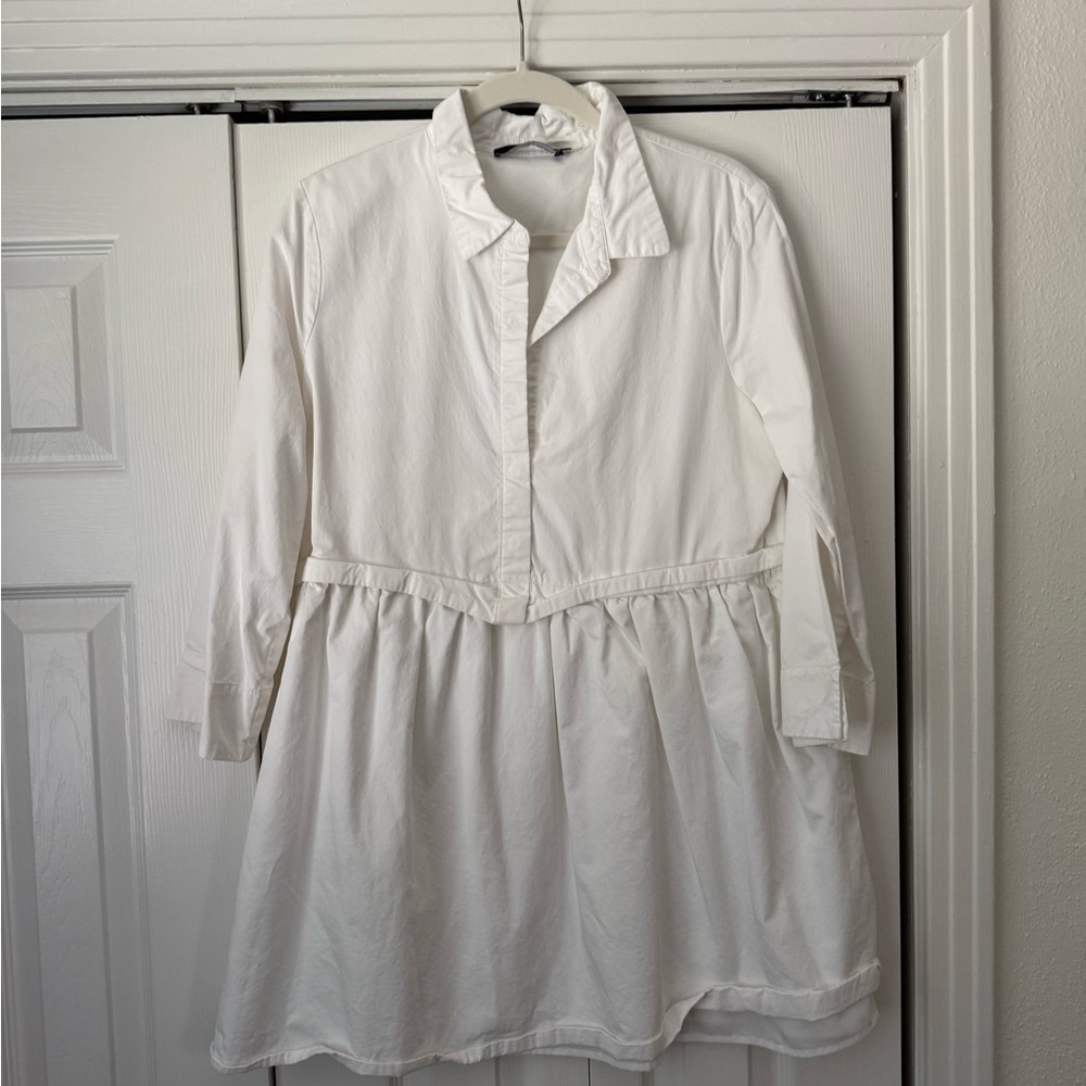 Pomander Place White Cotton Mini Shirt Dress